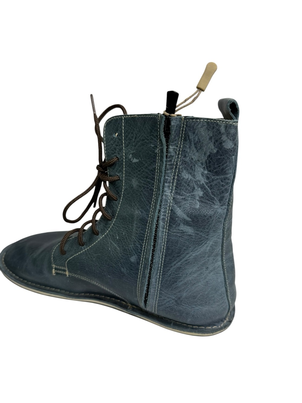 Ruby Barefoot Blue Leather Lace Up Zero Drop Wide Toebox Boots Minimalist Fall - Picture 8 of 10